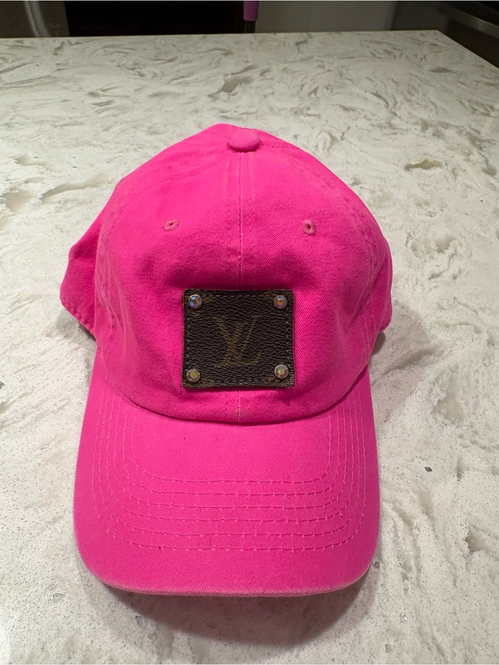 Hot Pink Designer Logo Patch Baseball Cap